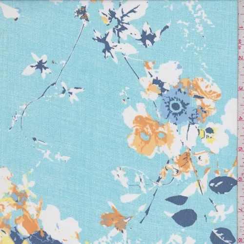 3 3/4 YD PC-Icy Blue Shadow Floral Chiffon Fabric