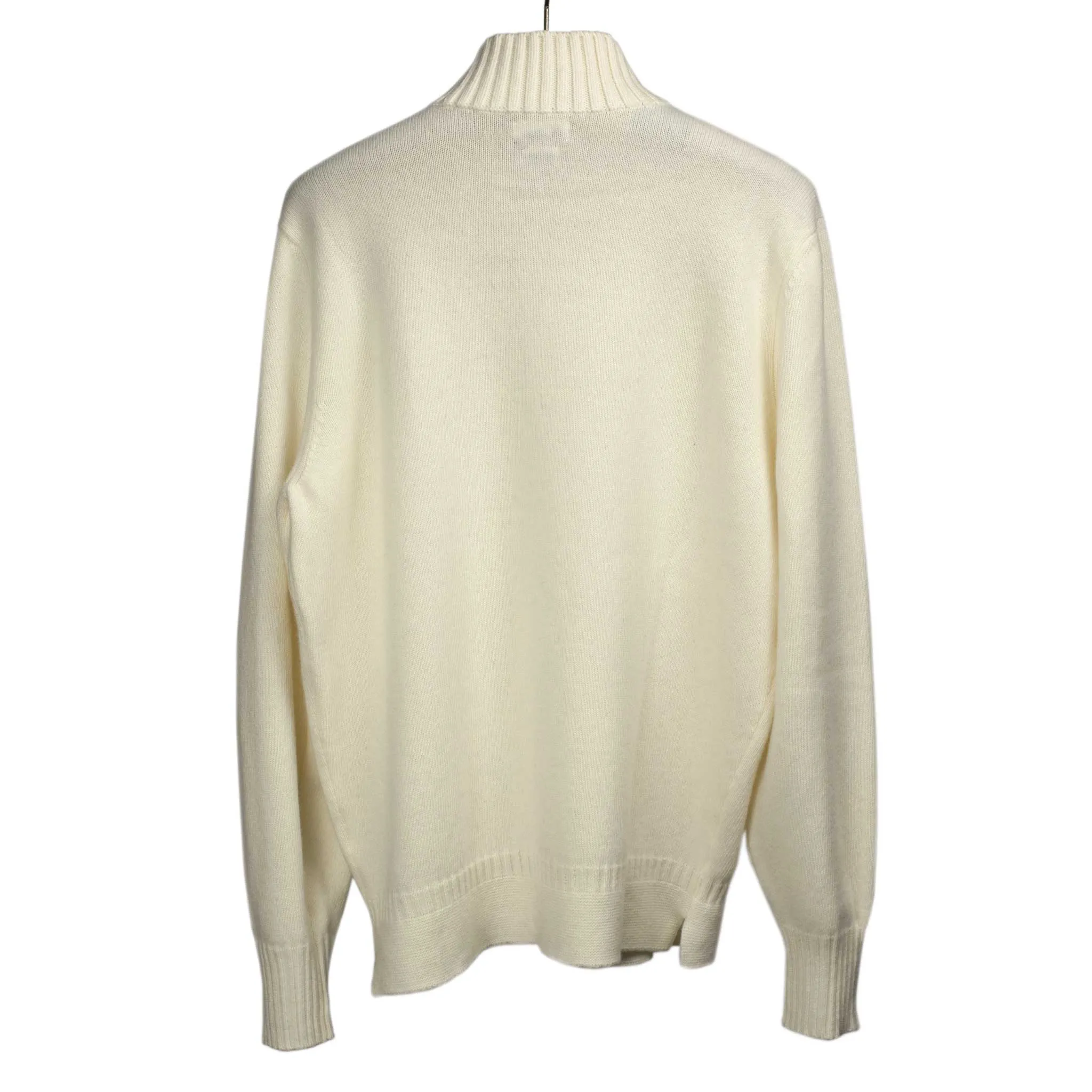 Aalbano convertible mock neck sweater in cream wool