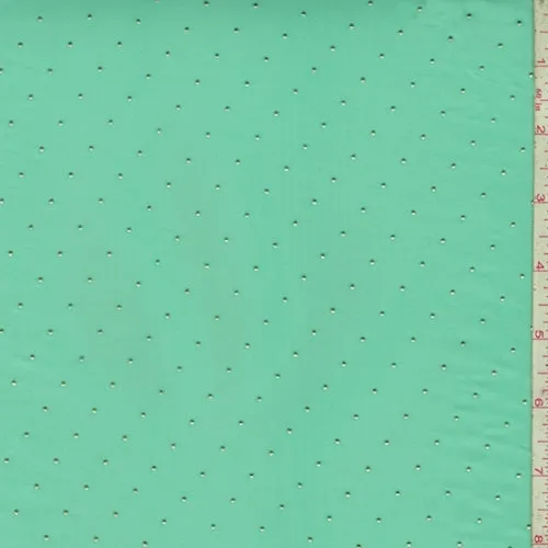 Aqua Green/Metallic Gold Pin Dot Chiffon Fabric