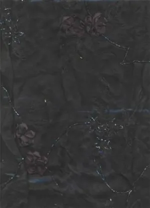 Black silk organza fabric- emb. w/ ribbon flowers 44