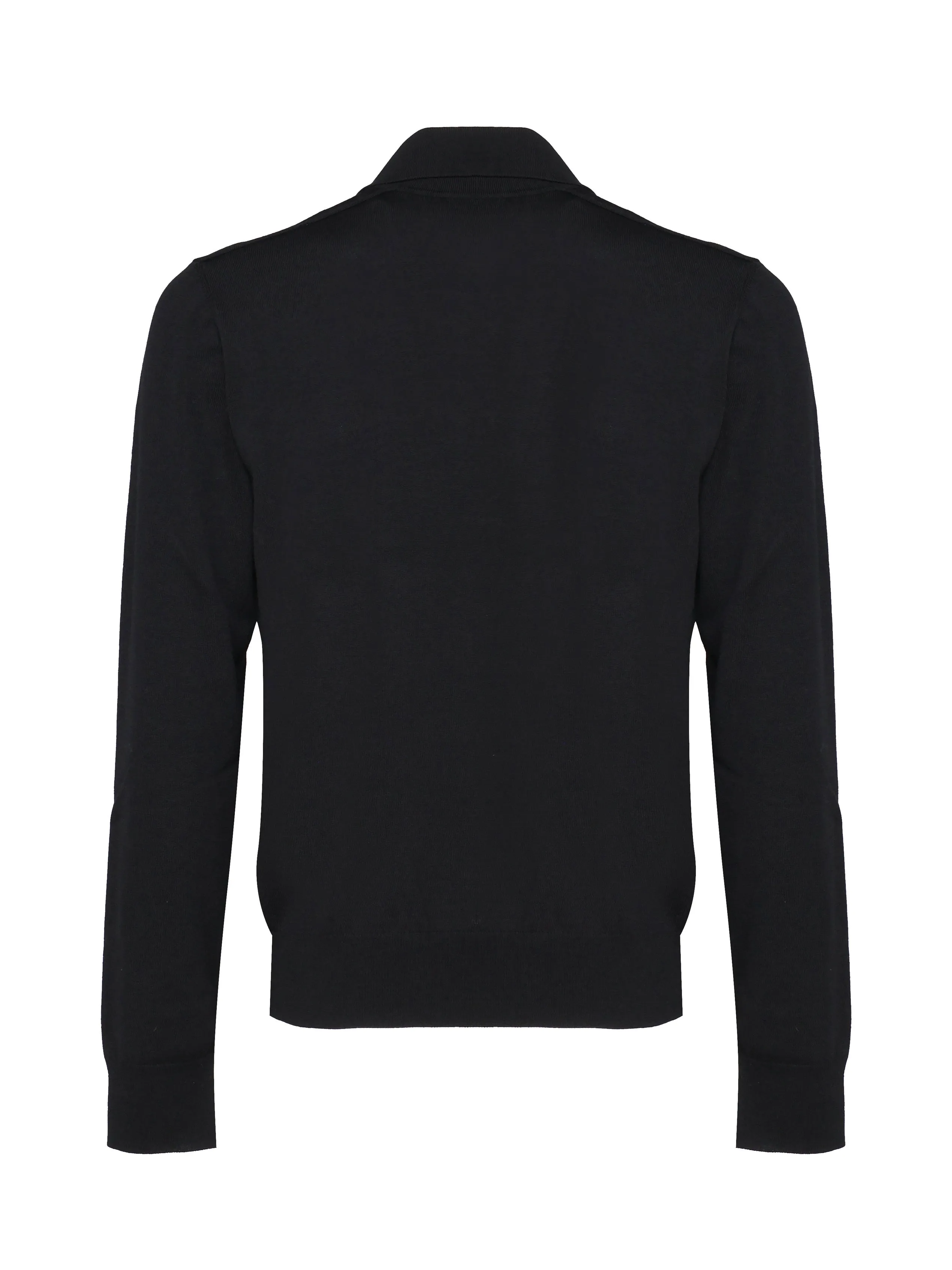 Black Wool Button Closure Sweater