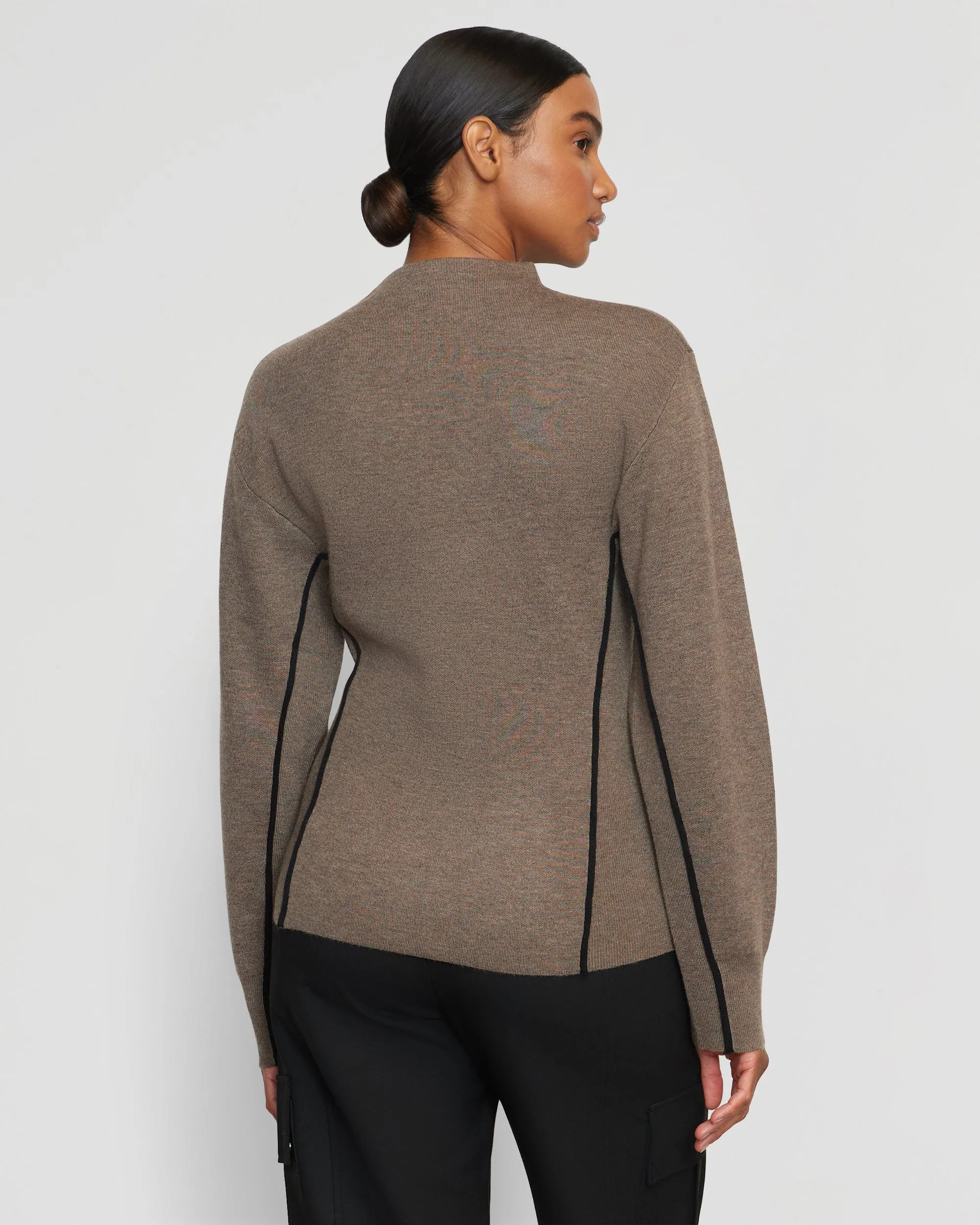 Clarice Contrast-Piping Sweater