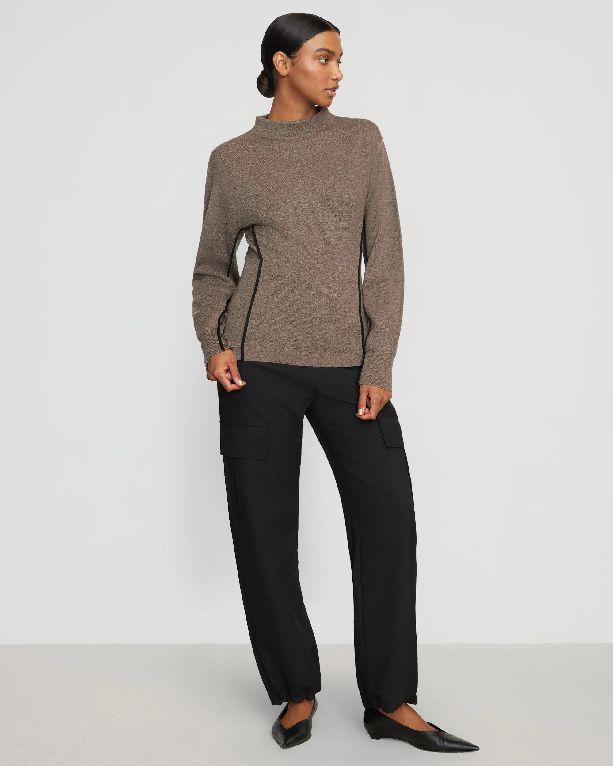 Clarice Contrast-Piping Sweater