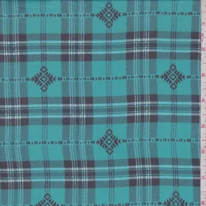 Dark Turquoise/Black Tartan Plaid Chiffon Fabric