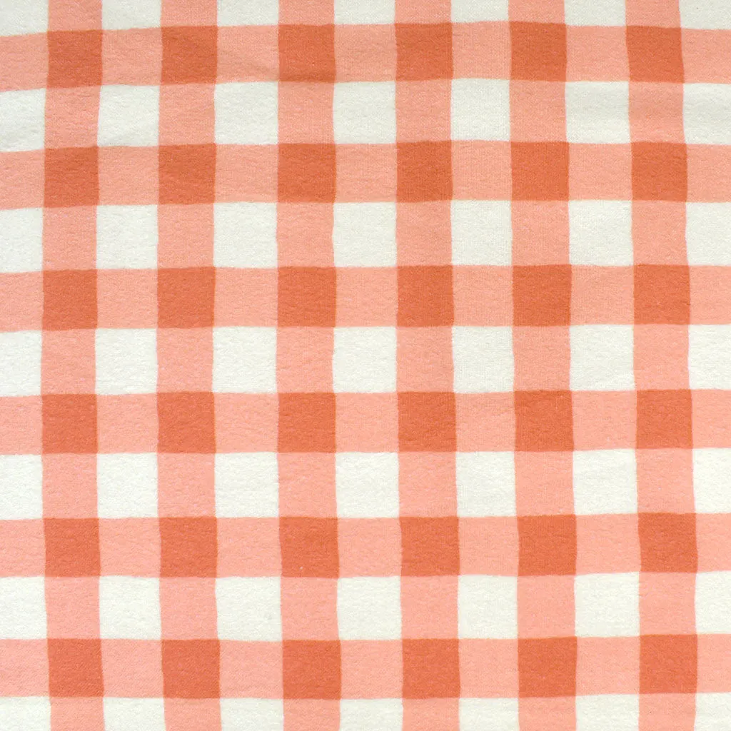 Dreamy Gingham Plaid Print Cozy Flannel Coral/Vanilla