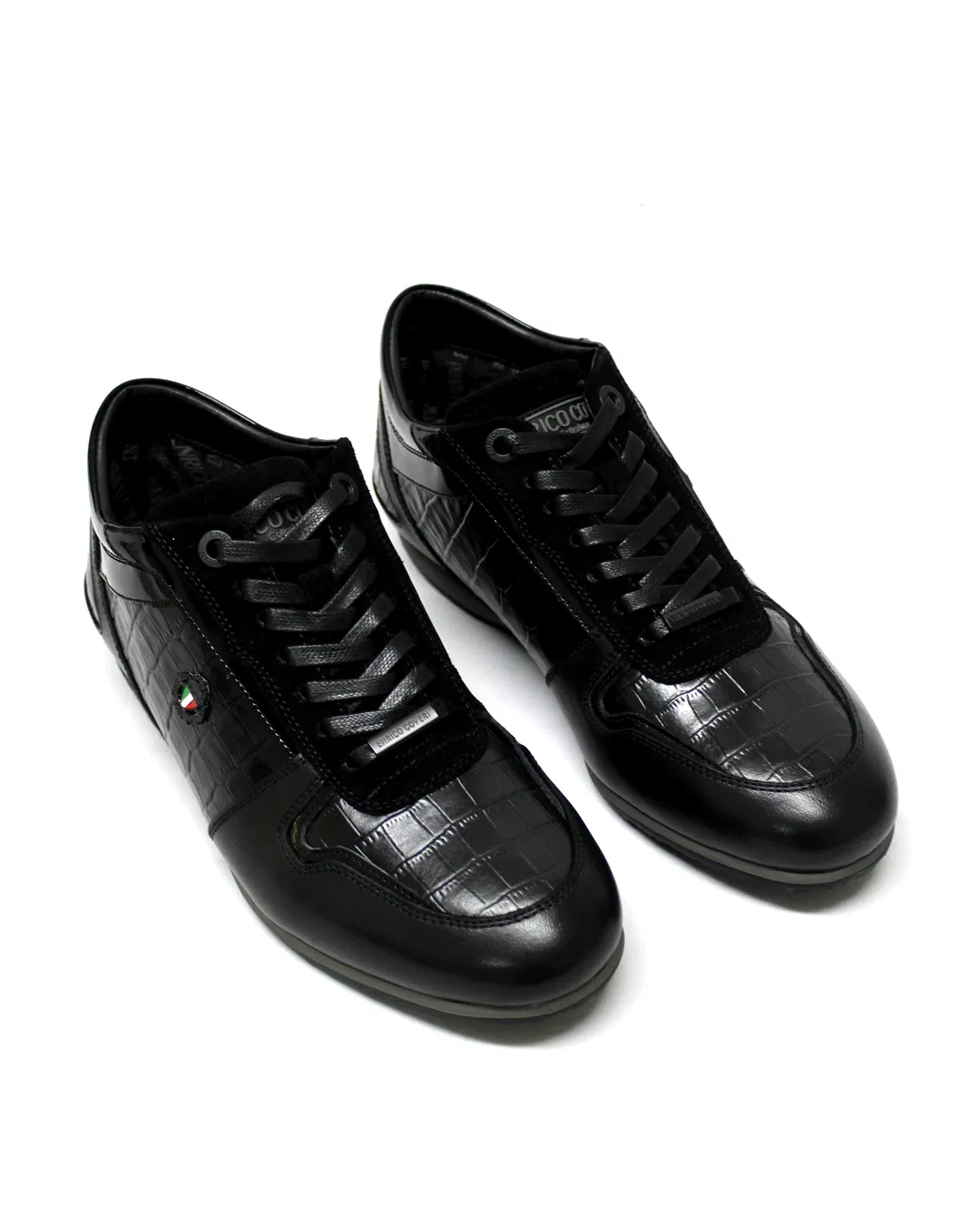 ENRICO COVERI Italia  Leather Black Lo Sneaker