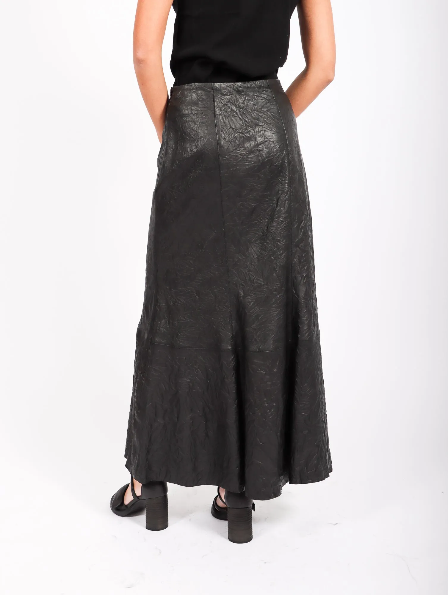 Floella Leather Skirt in Black by Malene Birger