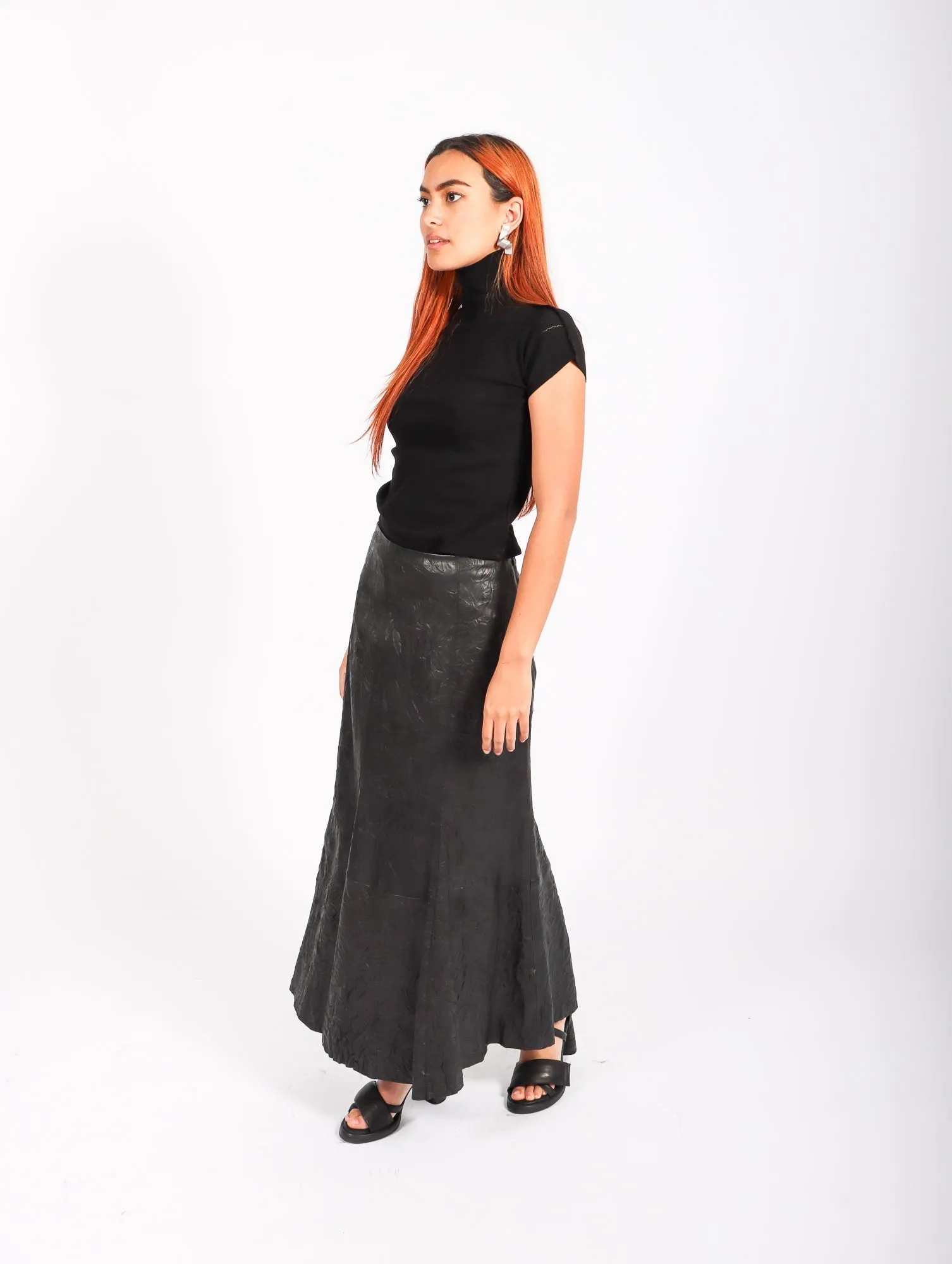 Floella Leather Skirt in Black by Malene Birger