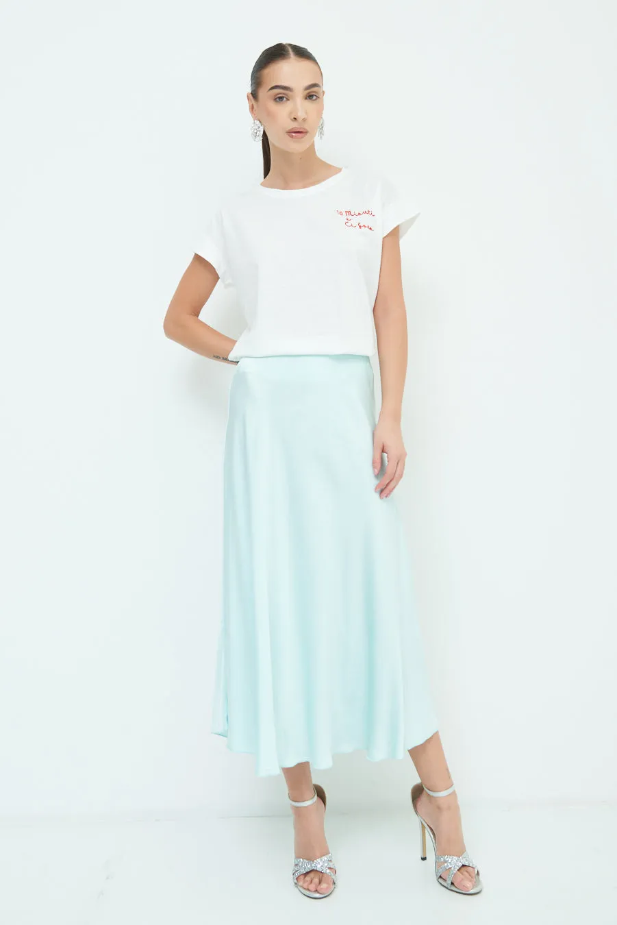 Flowing satin midi skirt wholesale