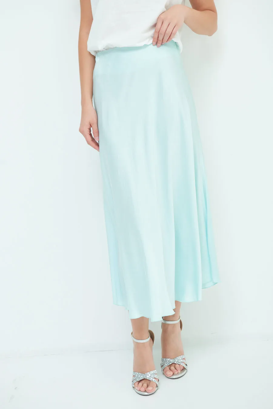 Flowing satin midi skirt wholesale