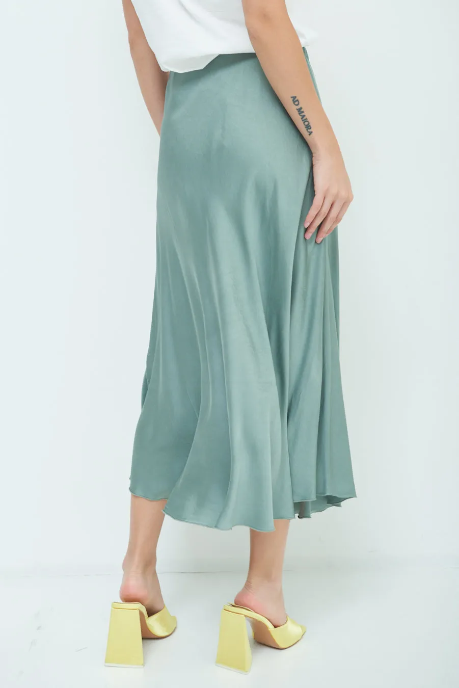 Flowing satin midi skirt wholesale