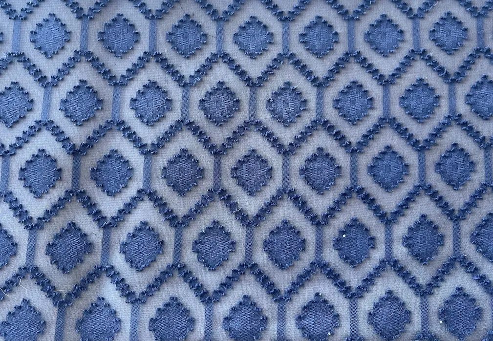 Geometric Cornflower Hexagonal Honeycomb Clipped Polyester