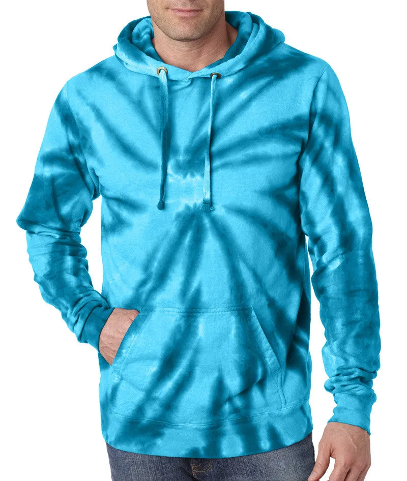 gildan tie-dye adult pinwheel hooded sweatshirt - turquoise (s)