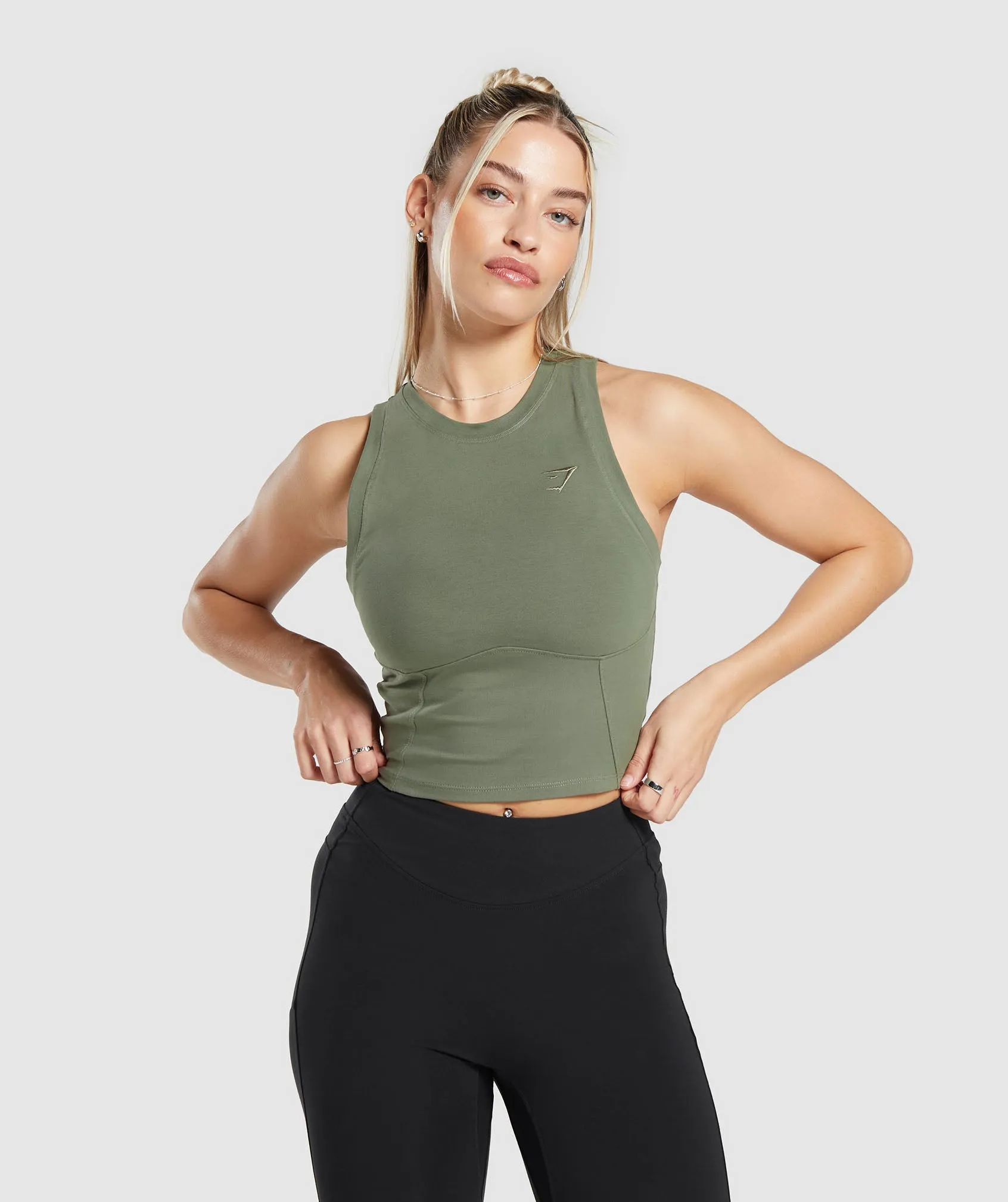 Gymshark Rest Day Cotton Contour Tank - Base Green