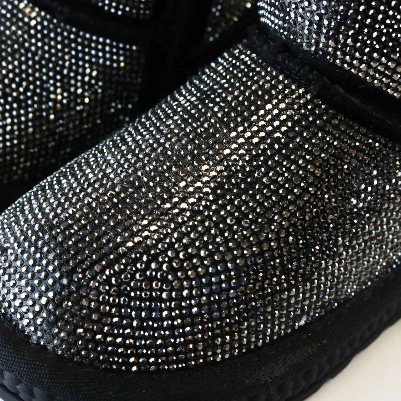 Handcrafted Holographic Rhinestone Boot - Black