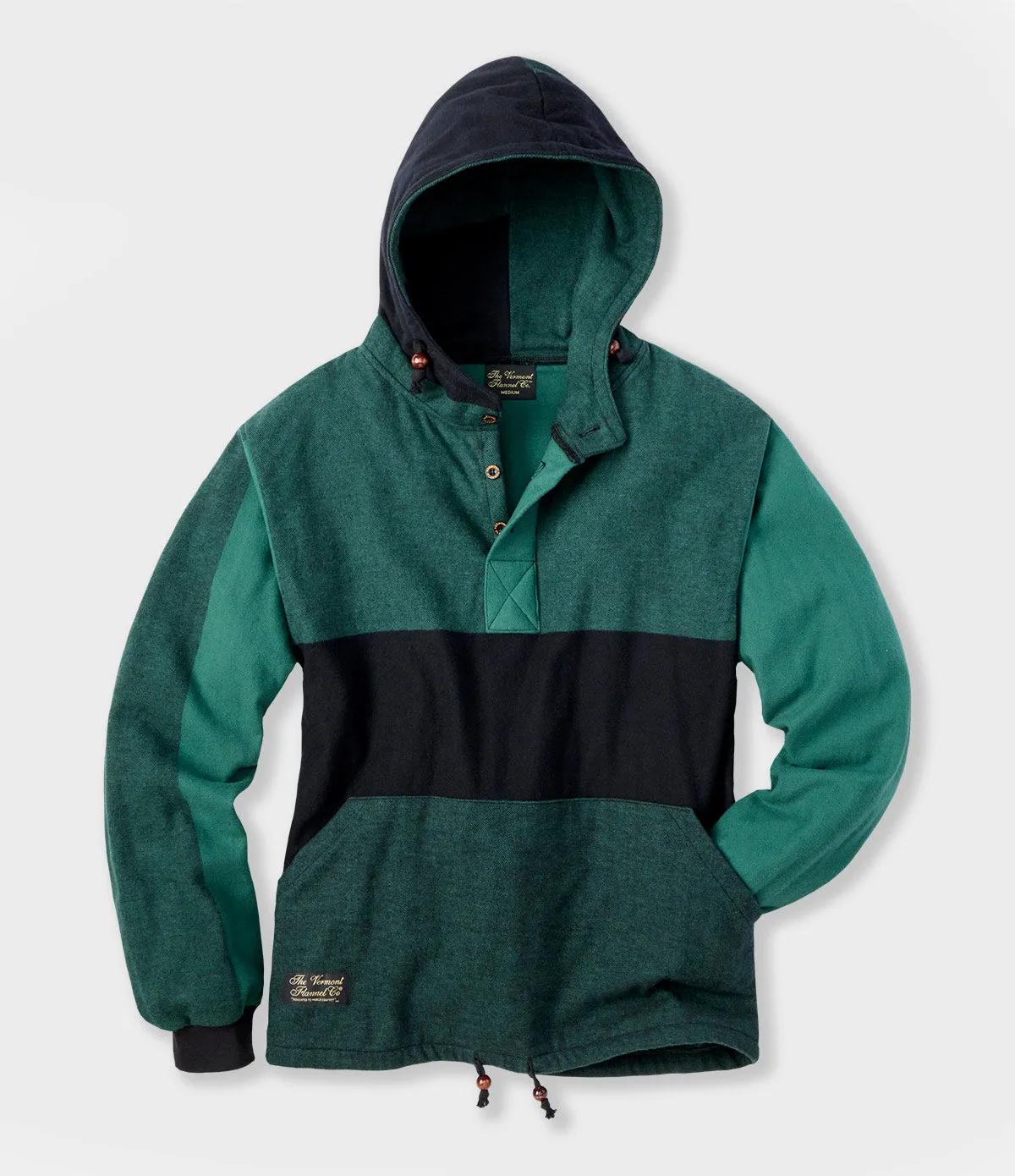 Hooded Flannel Pullover - Evergreen