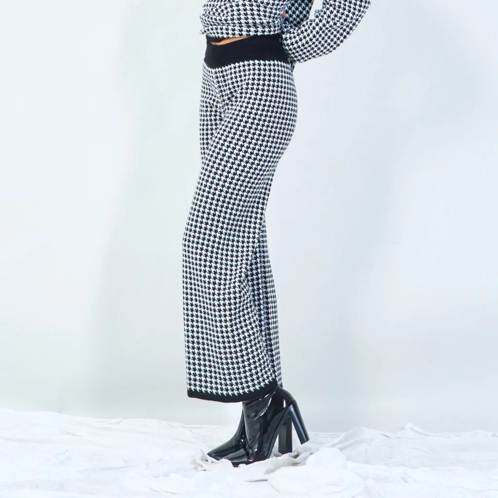 Houndstooth knit sweater and pants set wholesale