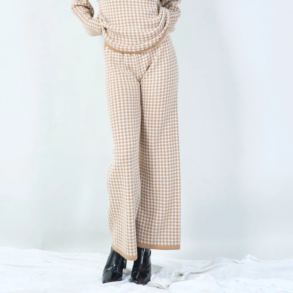 Houndstooth knit sweater and pants set wholesale