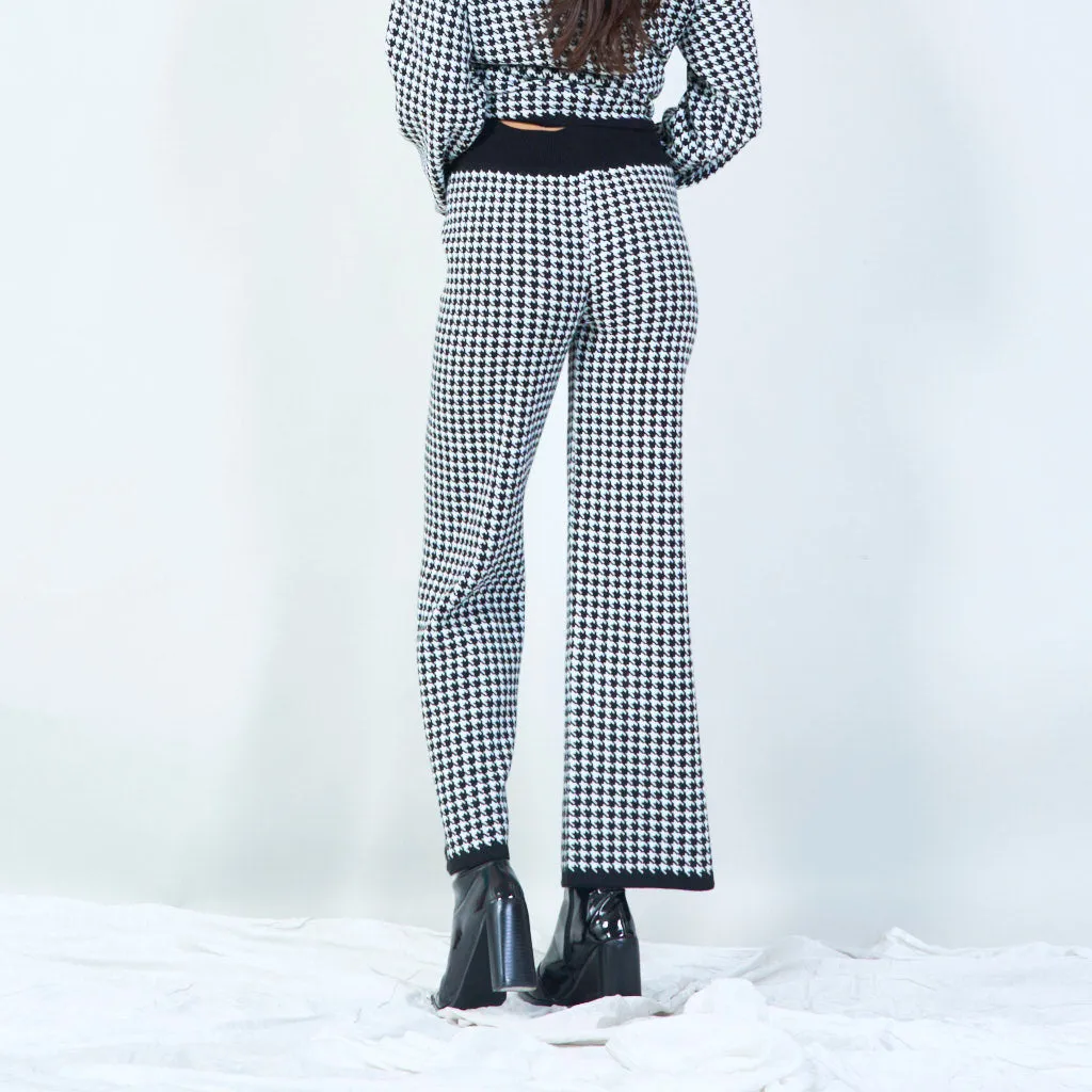 Houndstooth knit sweater and pants set wholesale