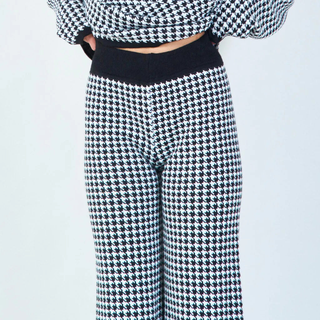 Houndstooth knit sweater and pants set wholesale