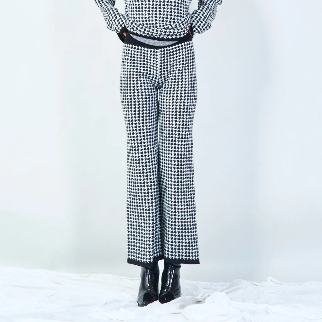 Houndstooth knit sweater and pants set wholesale