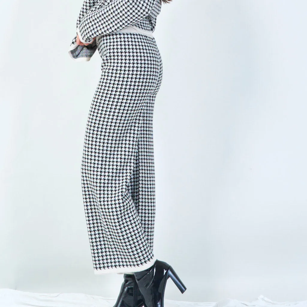 Houndstooth knit sweater and pants set wholesale