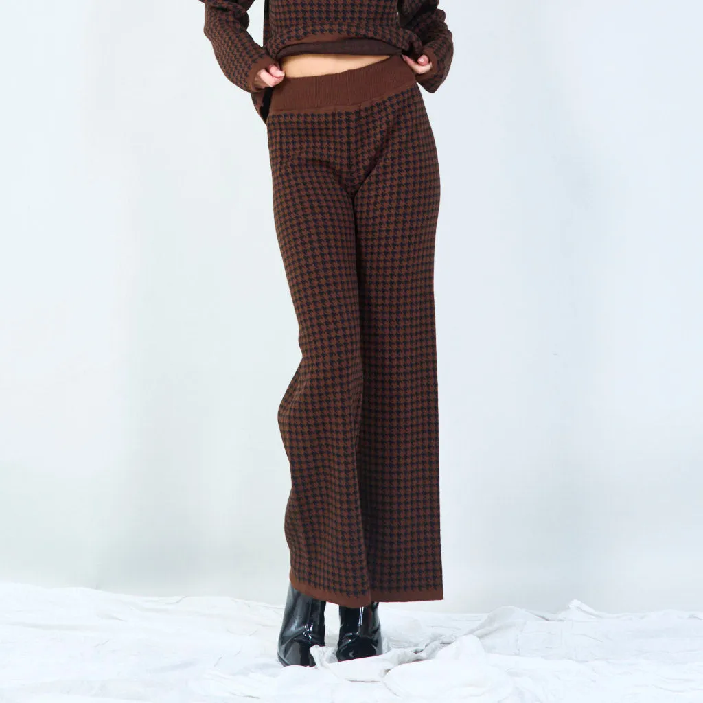 Houndstooth knit sweater and pants set wholesale