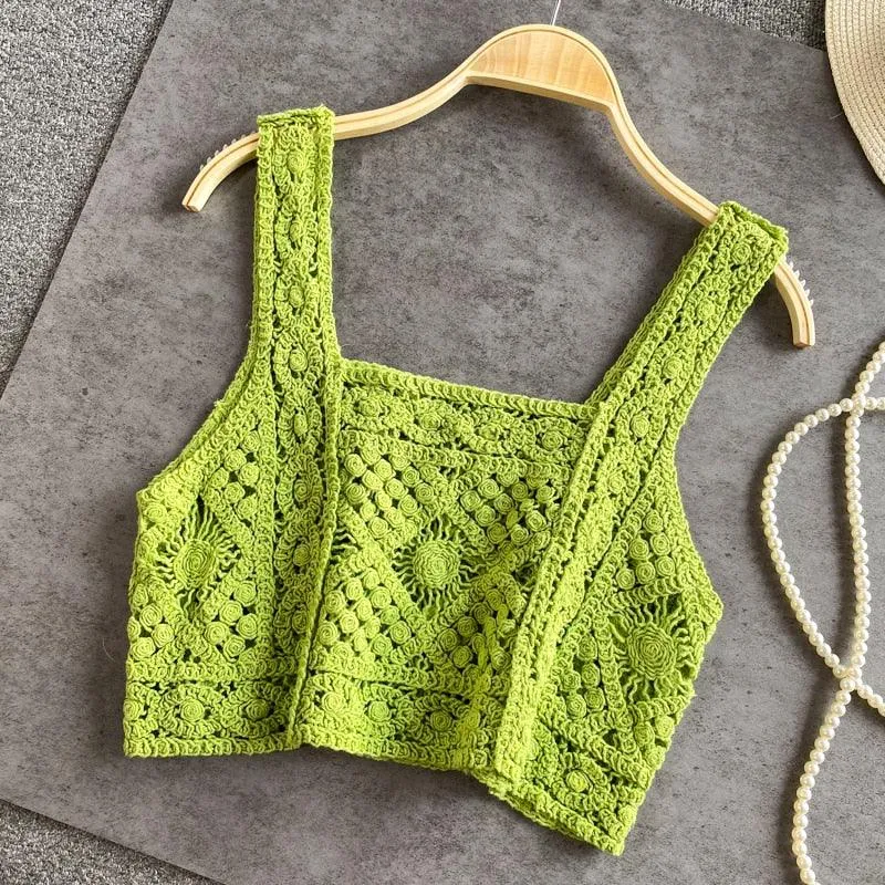 Knitted Sleeveless Crop Tops