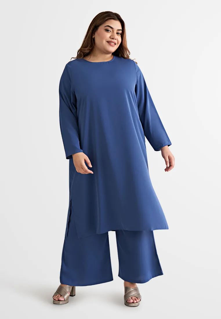 Lanika Smooth Long Tunic Top - Blue