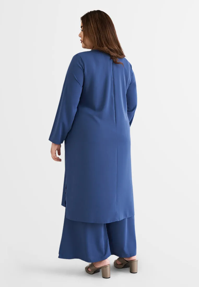 Lanika Smooth Long Tunic Top - Blue