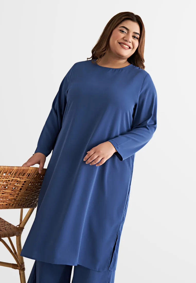 Lanika Smooth Long Tunic Top - Blue