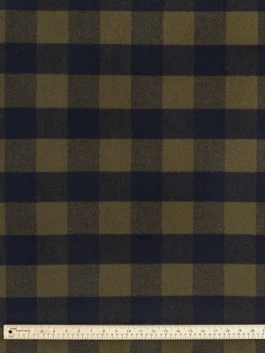 Large Buffalo Check Polar Fleece Deadstock - Olive   Navy - Swatch