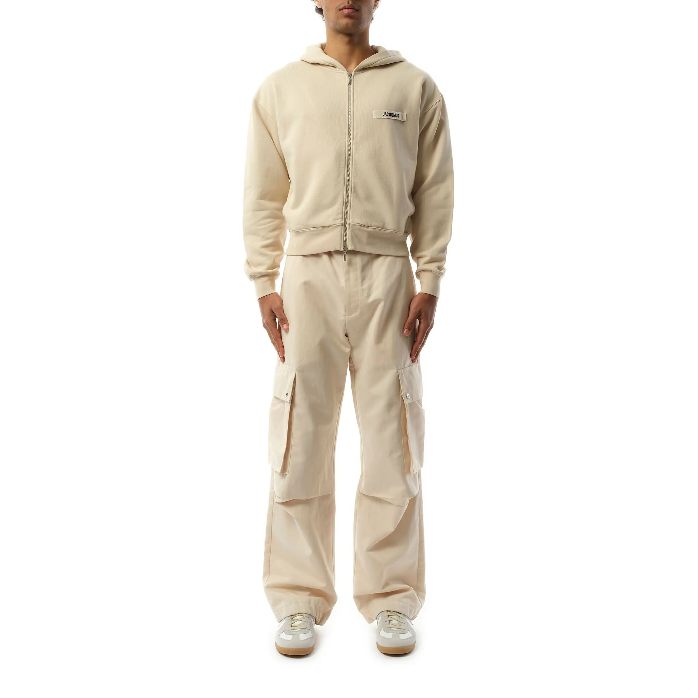 Le Hoodie Zip Gros Grain in Beige