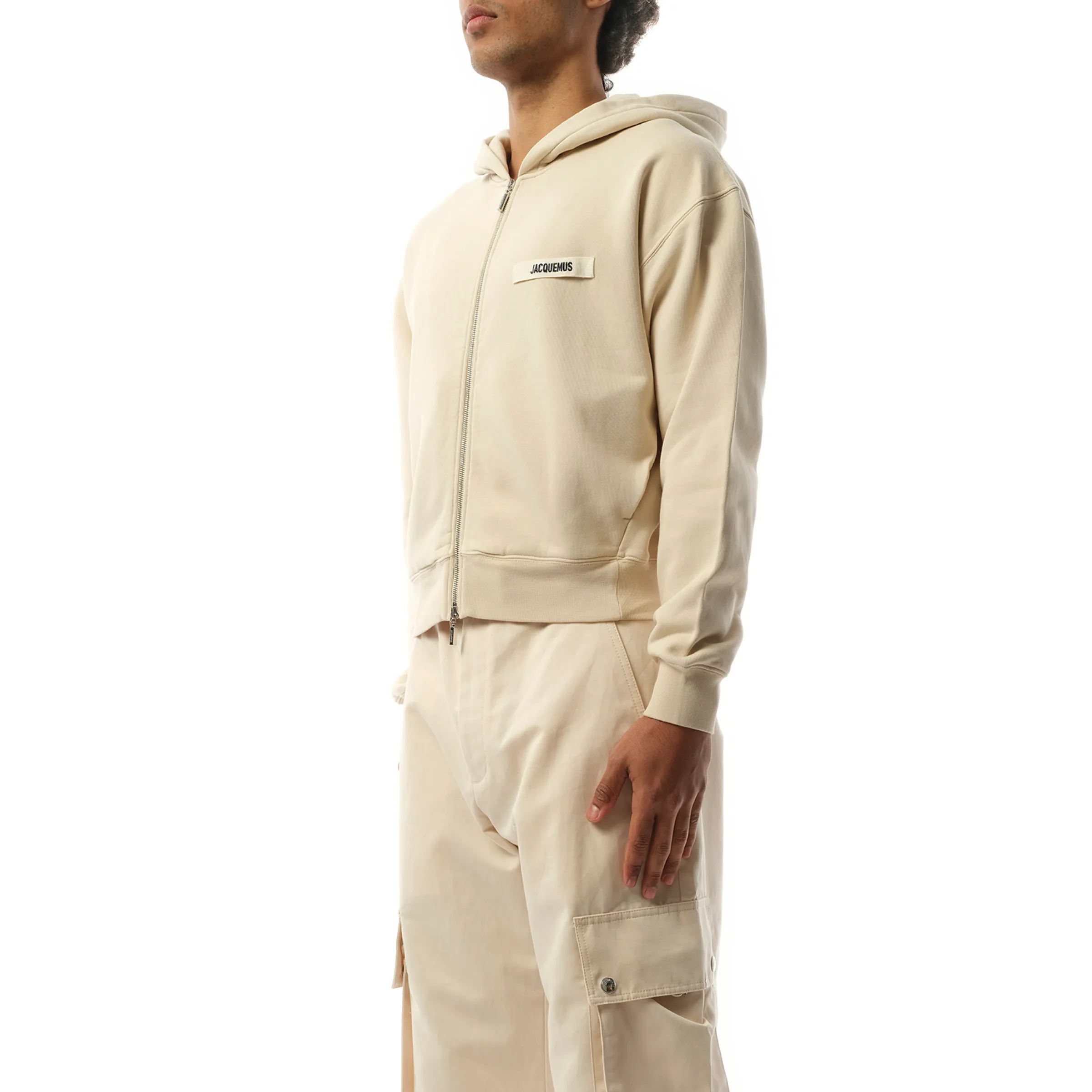 Le Hoodie Zip Gros Grain in Beige