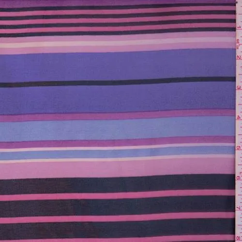 Lilac/Pink/Black Stripe Chiffon Fabric