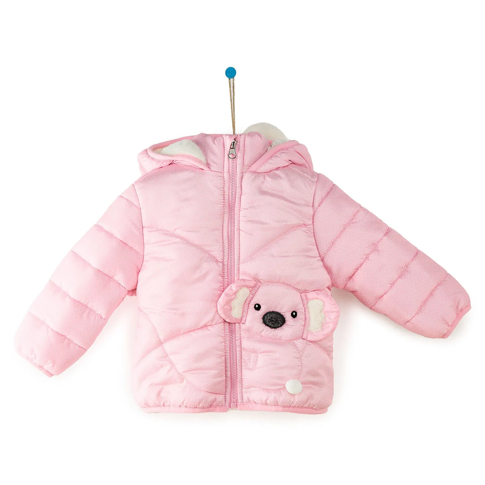 Midimod Baby Girl Coat with Ears - Pink