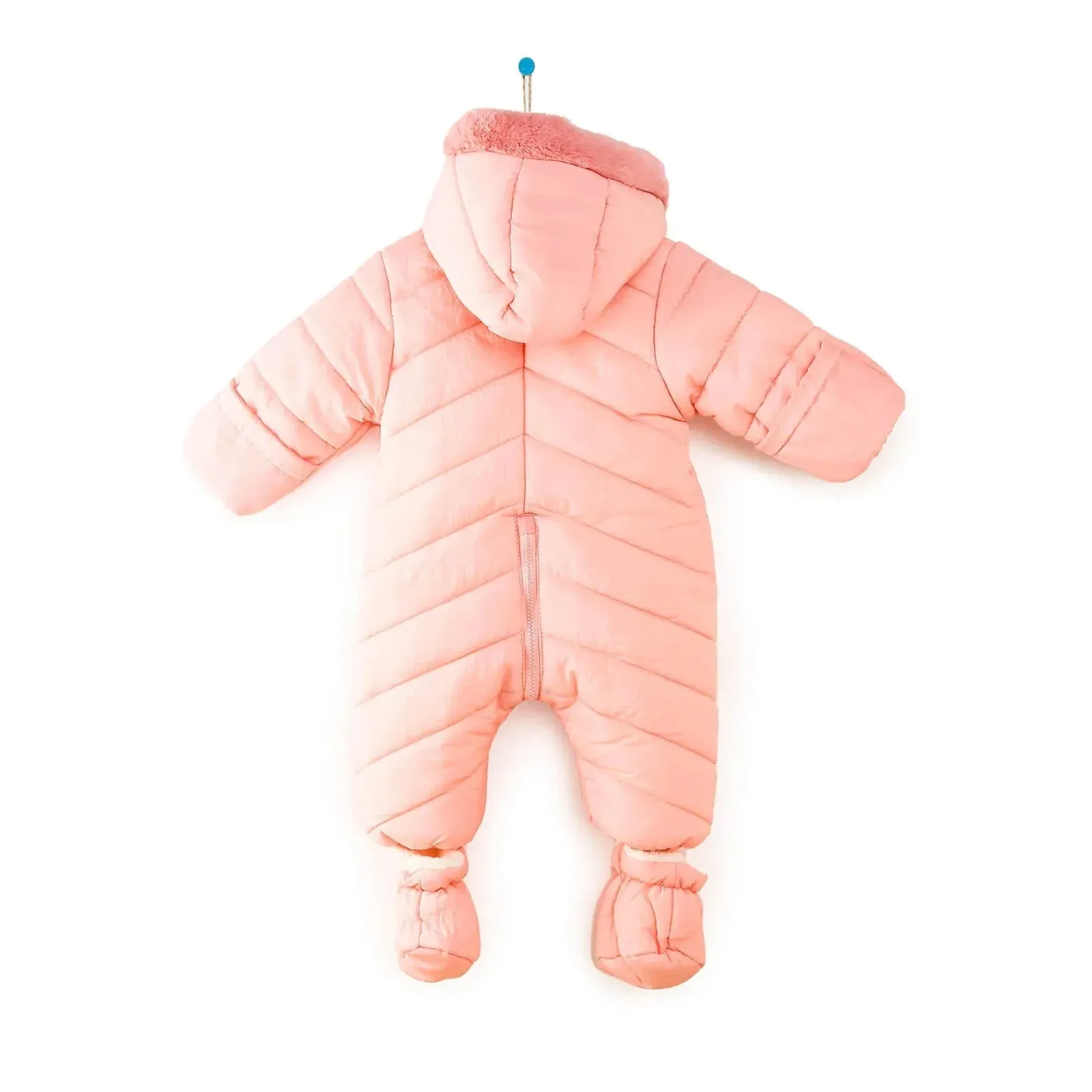 Midimod Baby Girl Quilted Snowsuit - Salmon