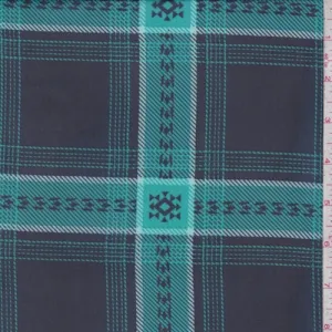 Navy/Teal Tartan Plaid Chiffon Fabric