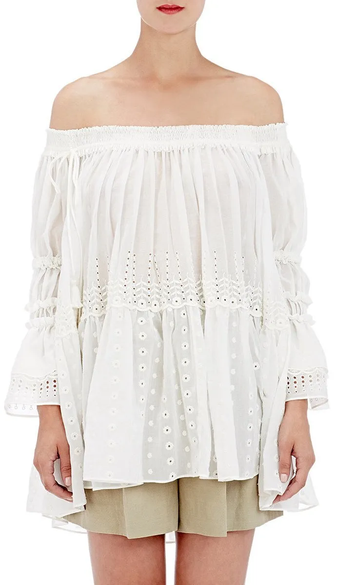 Off-the-shoulder Broderie Anglaise Cotton-Voile Top