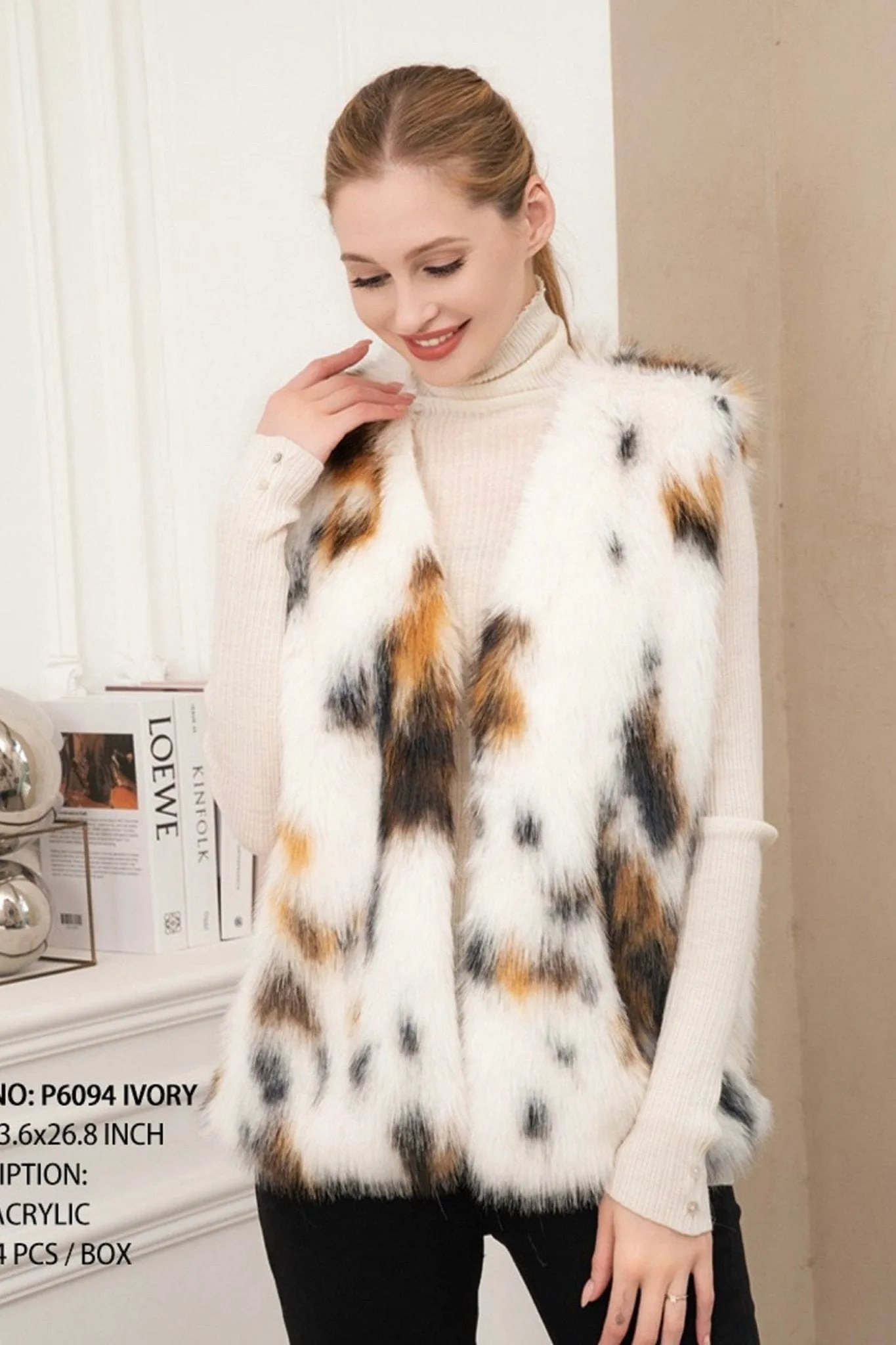 P6094 Tyla Animal Faux Fur Vest