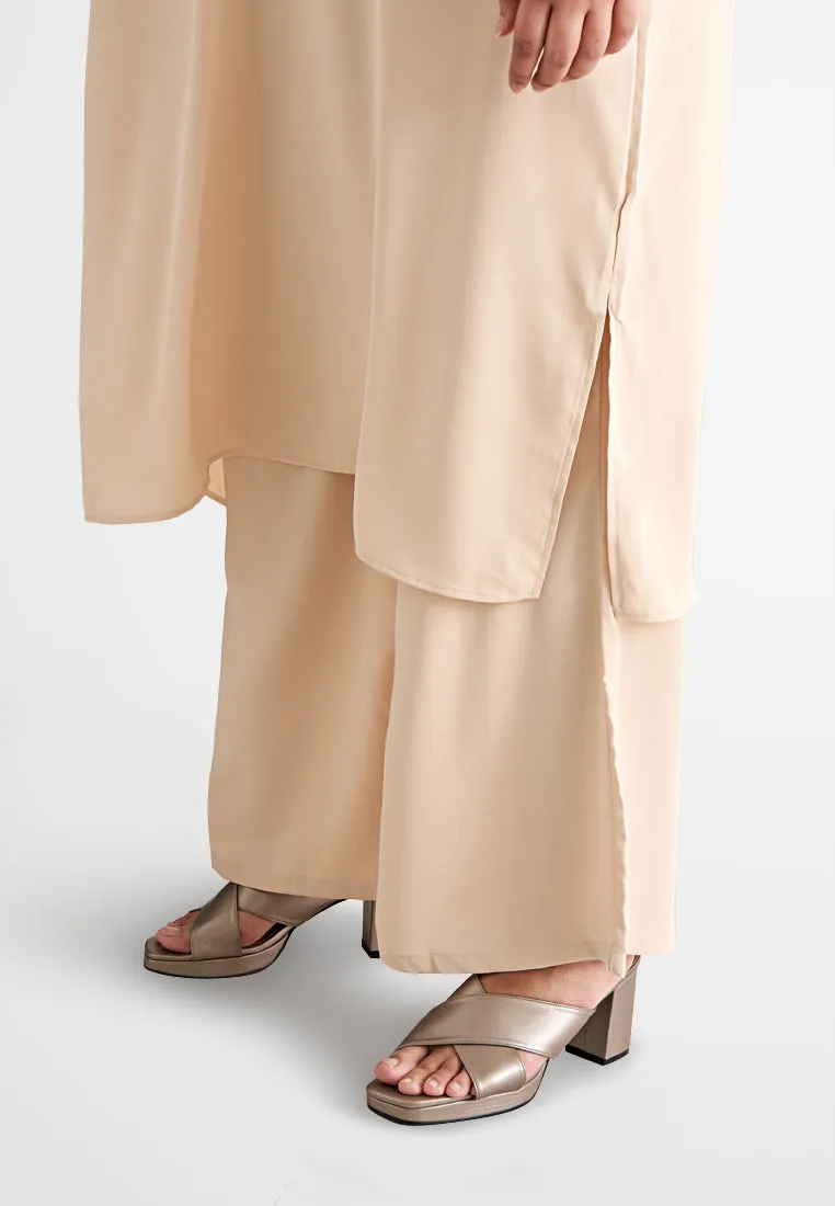 Palmira Smooth Wide Leg Pants - Beige