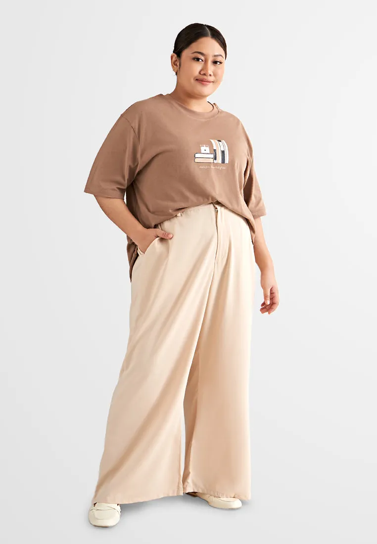 Palmira Smooth Wide Leg Pants - Beige