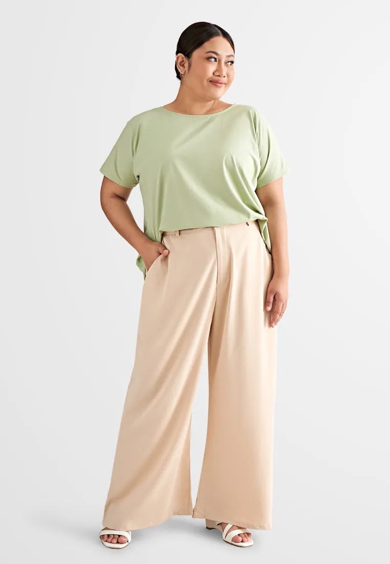 Palmira Smooth Wide Leg Pants - Beige