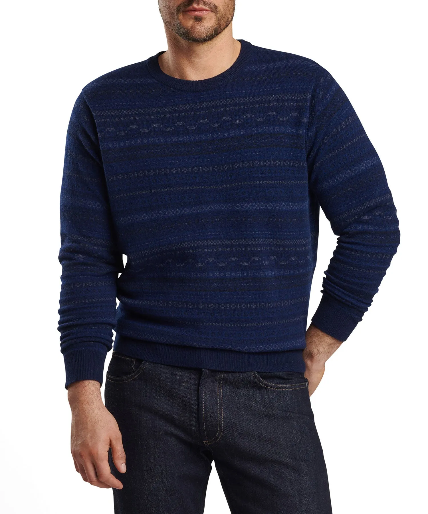 Peter Millar Midnight Fair Isle Crew Pullover Sweater