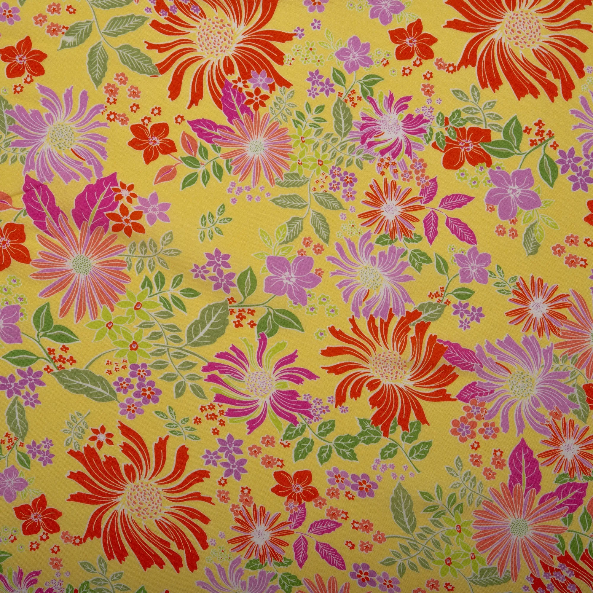 Printed Rayon Poplin - POPPY - Daisy - Lemon peel