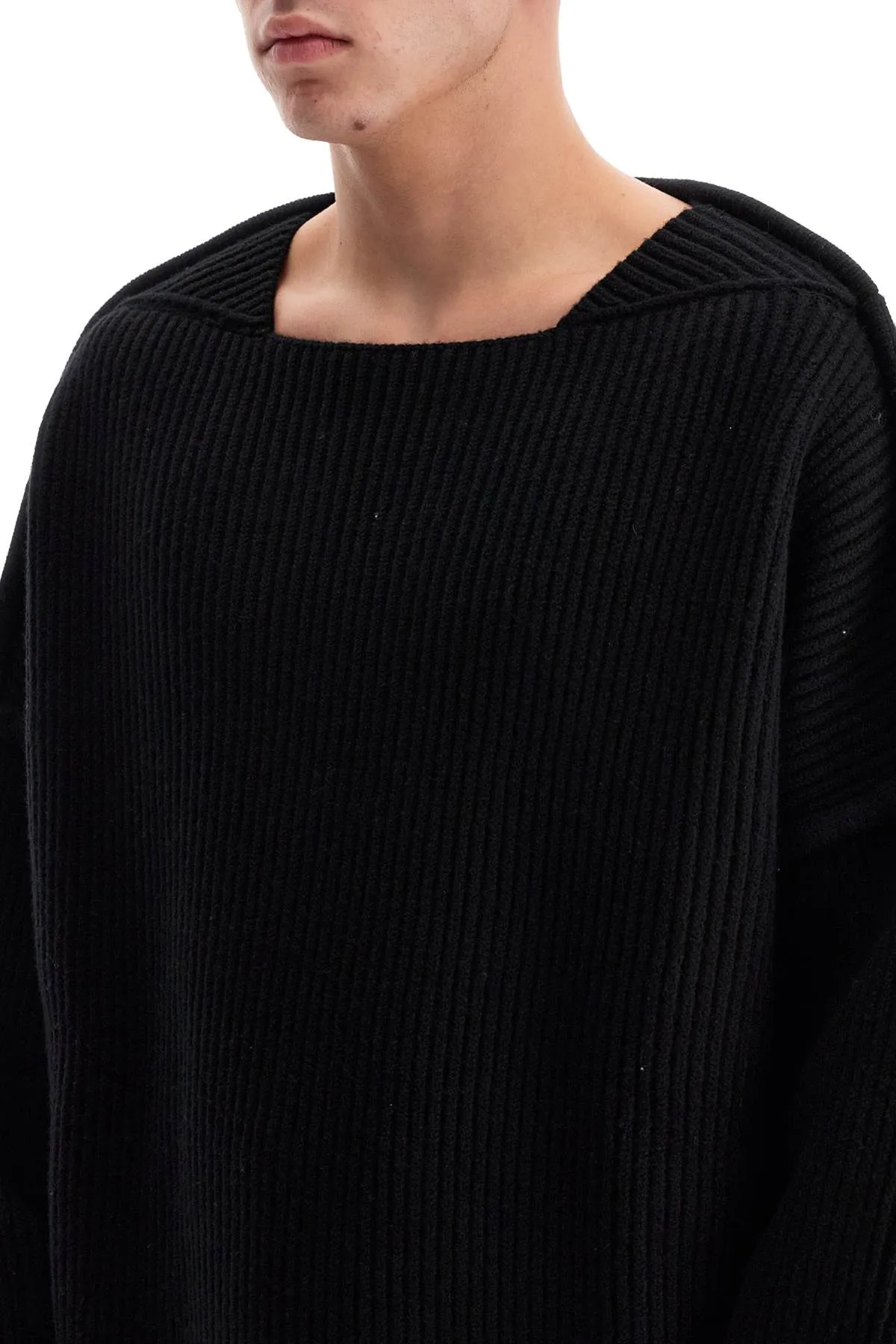 "oversized ribbed wool pul