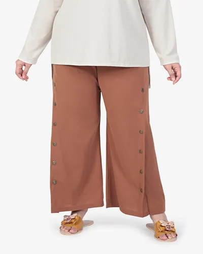 Ragdoll Button Palazzo Pants - Brown