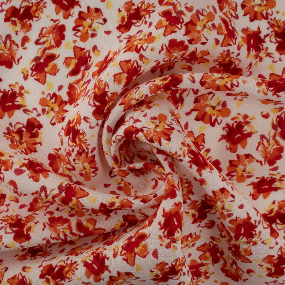 Rayon Poplin Print - FLAVIA - Small flower - Red