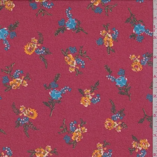 Ruby Floral Sprig Crepe Chiffon Fabric