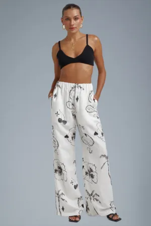 SUMMI SUMMI Womens Linen Pants - Black Dragon Of Hearts